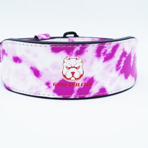 Gym Bullies premium lever weight lifting belt with colorful graffiti design and heavy-duty black lever buckle on a white background.